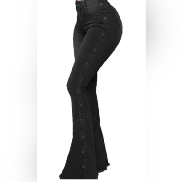 Jeans Denim - Flared Jeans Women's High Waist Slim Fit Bell Bottom Straight Bootcut Denim 2XL